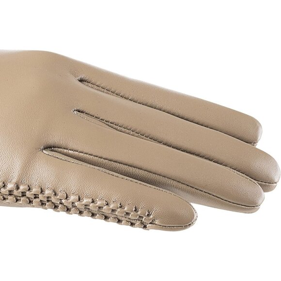 Women's Genuine Sheepskin Leather Gloves Winter Warm  Driving Dress Gloves Beige - Picture 3 of 7